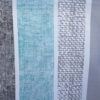 Tissu 100% coton imprimé à larges bandes gris anthracite, gris clair et bleu turquoise pour la confection de rideaux, coussin, accessoires de décoration et de mode (sac)