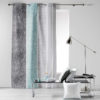 Tissu 100% coton imprimé à larges bandes gris anthracite, gris clair et bleu turquoise pour la confection de rideaux, coussin, accessoires de décoration et de mode (sac)