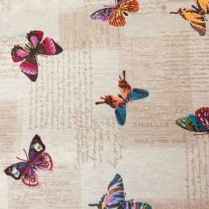 Tissu coton polyester imprimé Butterfly pour la confection de rideaux, coussins, nappes, jetés de canapé, housses de couette, taies d'oreiller, dessus de lit, galettes de chaise, accessoires de décoration et de mode