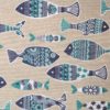Tissu polycoton enduit imprimé poissons pour la confection de nappe, coussin, galette de chaise, set de table, sac, pochette, sac de plage, sac à linge, sac à tarte, rideaux sous évier, loisir créatif