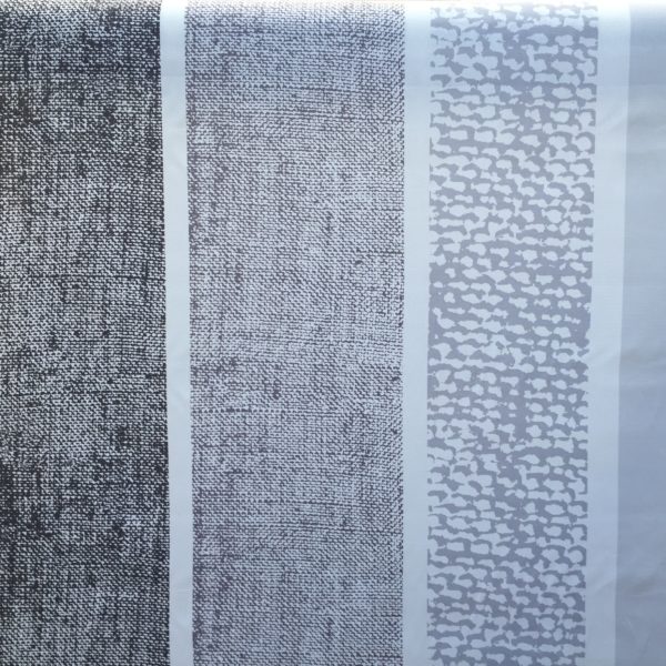 Tissu déco 100% coton imprimé à larges bandes gris anthracite et gris clair pour la confection de rideaux, coussin, accessoires de décoration et de mode (sac)