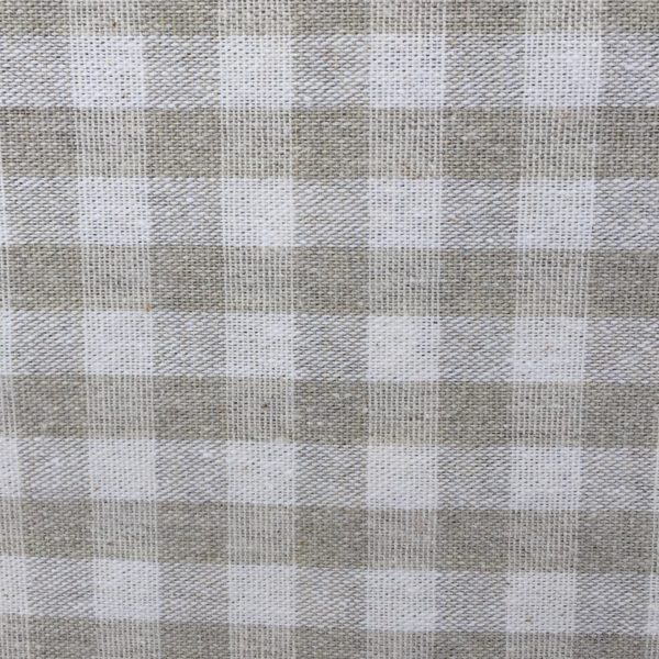 Tissu déco polycoton Vichy Lin naturel pour la confection de nappe, rideaux, coussin, galette de chaise, accessoires de décoration et de mode (sac, pochette...)
