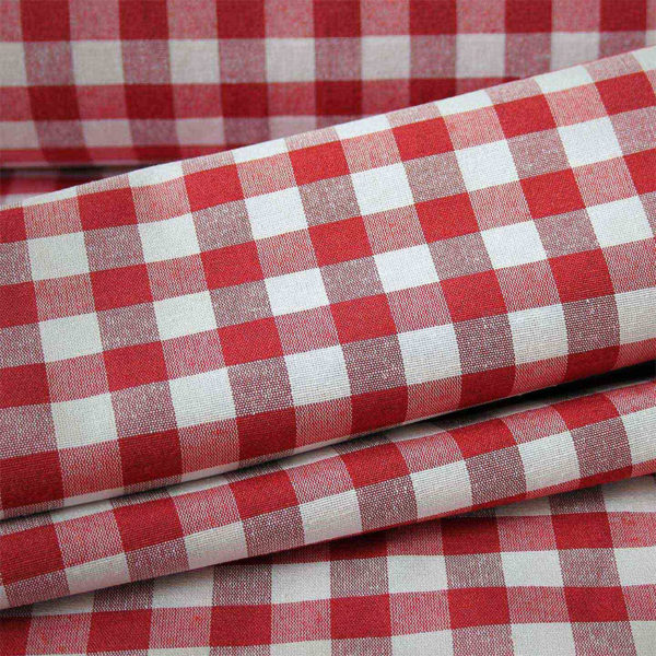 Tissu polycoton enduit Vichy rouge pour la confection de nappe, coussin, galette de chaise, set de table, sac, pochette, sac de plage, sac à linge, sac à tarte, rideaux sous évier, loisir créatif