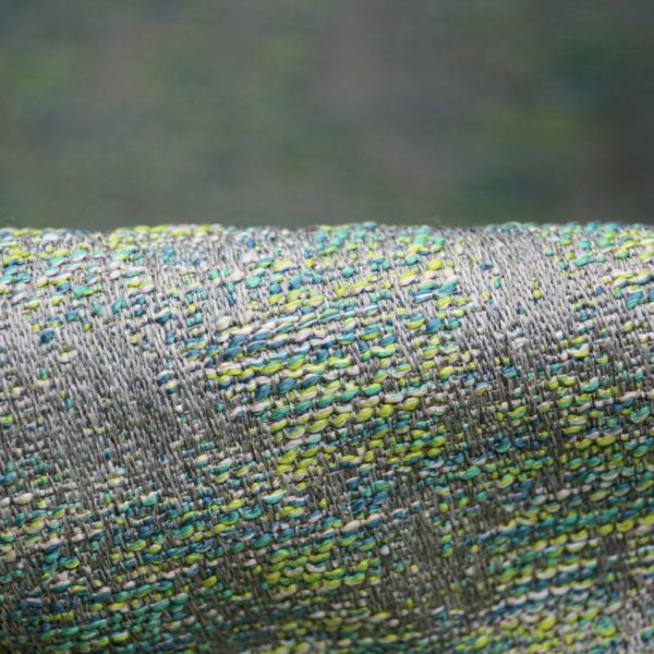 Tissu tapissier jacquard beige vert pour le recouvrement de siège, canapé, fauteuil, coussin, la confection de rideaux, dessus de lit, tête de lit, accessoires de décoration et de mode (sac)