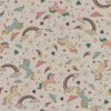 Tissu 100% coton imprimé licornes multicolores pour la confection de vêtement, accessoires de mode, accessoires de décoration, loisir créatif