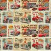 Tissu enduit imprimé vintage Pin up pour la confection de nappe, coussin, galette de chaise, set de table, sac, pochette, sac de plage, sac à linge, sac à tarte, rideaux sous évier, loisir créatif